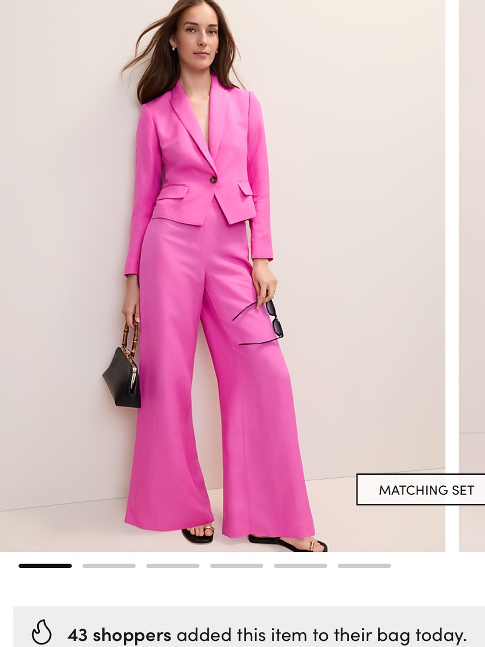 Ann Taylor Tailored High Waist Wide-Leg Linen Statement Piazza Pants PINK 6